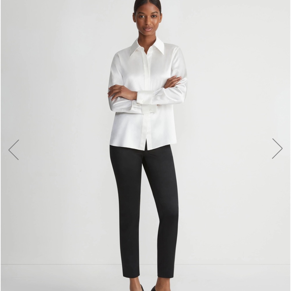 LAFAYETTE 148 Stanton Sateen Pants‎ Black Slim Ankle Tailored Career Luxe Size 6